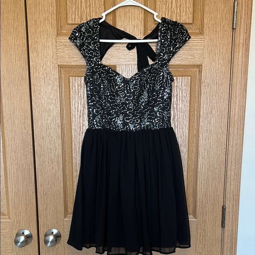 Black and Silver Sequin Dress